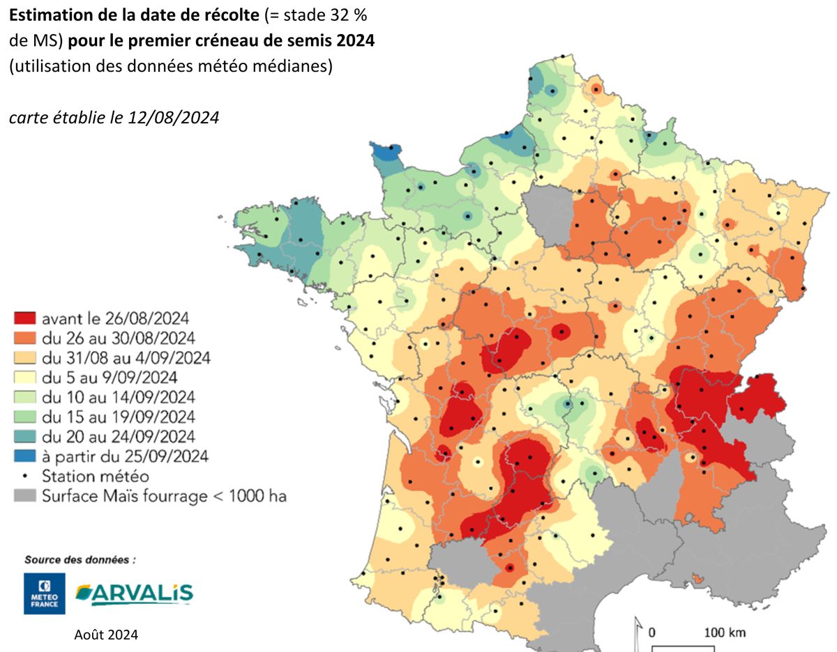 carte de maturité du maïs ensilage